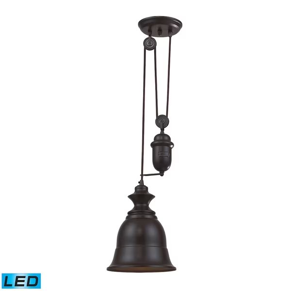 Farmhouse 1-Lght Adjustable Pndnt Brnz w/Matching Shade - Incl LED Blb, Elk Lighting, Mfr#: 65070-1-LED